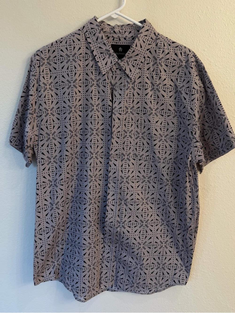 Men’s Short-Sleeve Geometric Print Shirt - Gray